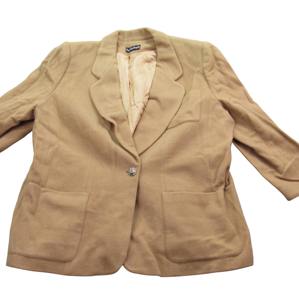 Giorgio Sant Angelo‎ Womens Camel Tan 100% Merino Wool Blazer Jacket Size 24